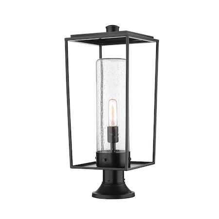 Z-Lite Sheridan 1 Light Outdoor Pier Mounted Fixture, Black And Seedy 594PHBR-553PM-BK